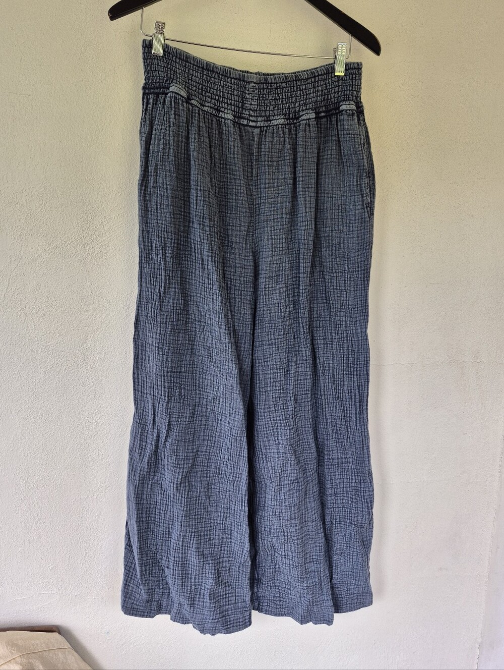 100% Cotton Wide Leg Lounge Pants Denim Blue Colour Medium